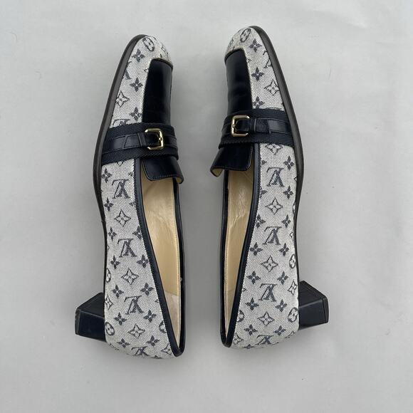 Louis Vuitton Mini Lin Navy And Grey Mules Size 38 US 8 - Picture 13 of 13